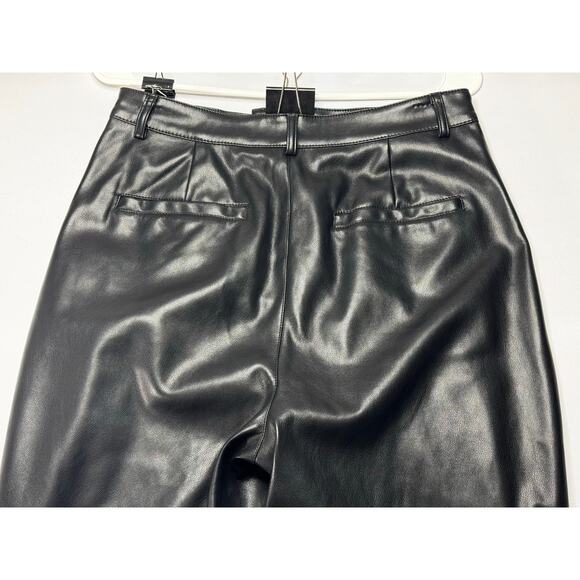 7 For All Mankind Women's Black Wide Leg Faux Leather Pants - Size M (28x30) - Picture 4 of 7